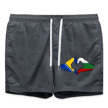 Bosnia Bulgaria flag hands heart shape used - Swim Trunks - anthracite - Front - AI Model Male 185 light (185cm)