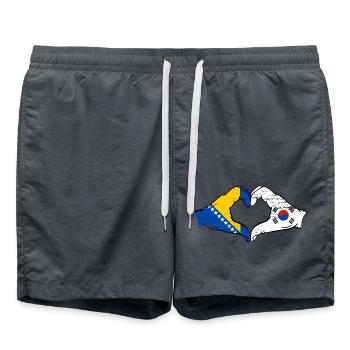 Bosnia South Korea flag hands heart shape used - Swim Trunks - anthracite - Front - AI Model Male 185 light (185cm)