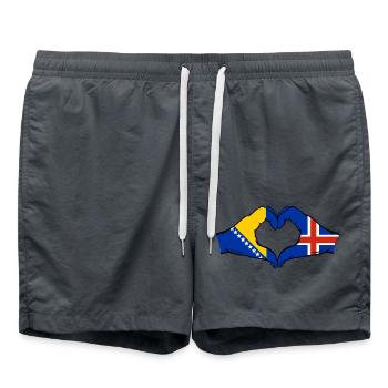Bosnia Island Flag Hands Heart Shape - Swim Trunks - anthracite - Front - AI Model Male 185 light (185cm)