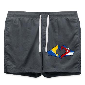 Bosnia Cuba flag hands heart shape used - Swim Trunks - anthracite - Front - AI Model Male 185 light (185cm)