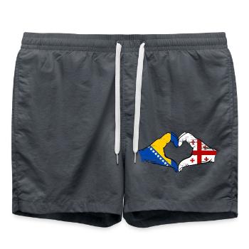 Bosnie Géorgie drapeau mains forme de coeur utilisé - Short de bain - charbon - Devant - AI Model Male 185 light (185cm)