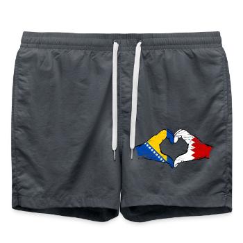 Bosnien Bahrain Flagge Hände Herzform used - Badeshorts - Anthrazit - Vorne - AI Model Male 185 light (185cm)