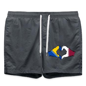 Bosnie Qatar drapeau mains forme coeur - Short de bain - charbon - Devant - AI Model Male 185 light (185cm)