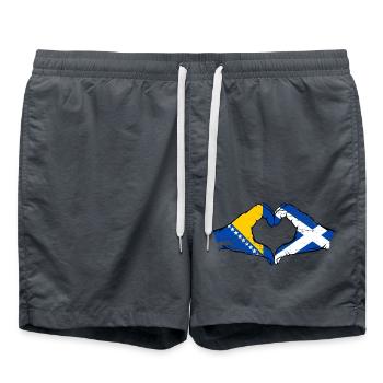 Bosnie Ecosse drapeau mains forme de coeur utilisé - Short de bain - charbon - Devant - AI Model Male 185 light (185cm)