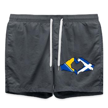 Bosnie Ecosse Drapeau Mains Coeur Forme - Short de bain - charbon - Devant - AI Model Male 185 light (185cm)