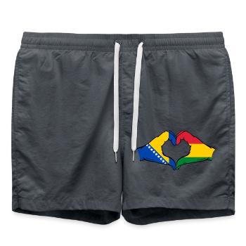 Bosnie Bolivie Drapeau Mains Coeur Forme - Short de bain - charbon - Devant - AI Model Male 185 light (185cm)