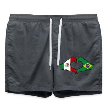 Mexique Brésil Drapeau Mains Coeur Forme - Short de bain - charbon - Devant - AI Model Male 185 light (185cm)