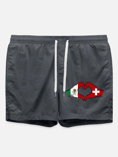 Mexiko Schweiz Flagge Hände Herzform used - Badeshorts - Anthrazit