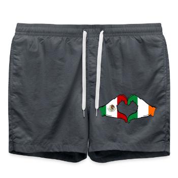 Mexico Ireland Flag Hands Heart Shape - Swim Trunks - anthracite - Front - AI Model Male 185 light (185cm)