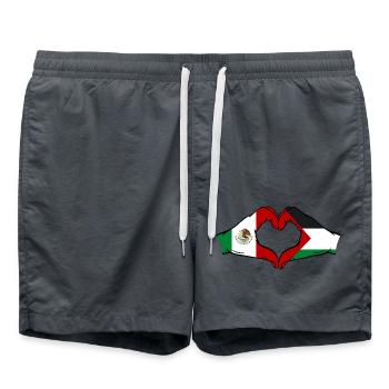 Mexico Palestine Flag Hands Heart Shape - Swim Trunks - anthracite - Front - AI Model Male 185 light (185cm)