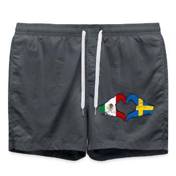 Mexique Drapeau Suède mains forme de coeur utilisé - Short de bain - charbon - Devant - AI Model Male 185 light (185cm)