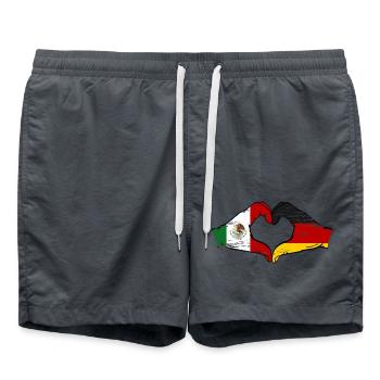 Mexique Allemagne Drapeau Mains Coeur Forme Utilisé - Short de bain - charbon - Devant - AI Model Male 185 light (185cm)