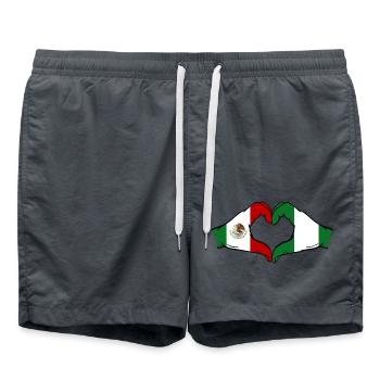 Mexiko Nigeria Flagge Hände Herzform - Badeshorts - Anthrazit - Vorne - AI Model Male 185 light (185cm)