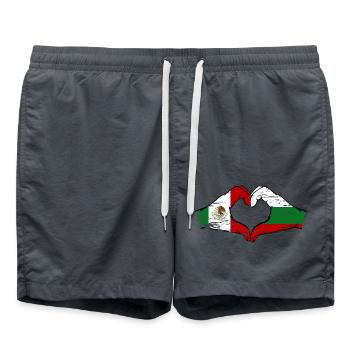 Mexiko Bulgarien Flagge Hände Herzform used - Badeshorts - Anthrazit - Vorne - AI Model Male 185 light (185cm)