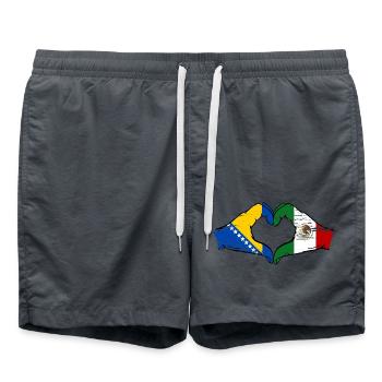 Bosnien Mexiko Flagge Hände Herzform used - Badeshorts - Anthrazit - Vorne - AI Model Male 185 light (185cm)