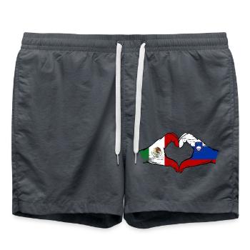 Mexique Slovénie drapeau mains forme de coeur utilisé - Short de bain - charbon - Devant - AI Model Male 185 light (185cm)