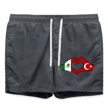 Mexico Turkey Flag Hands Heart Shape - Swim Trunks - anthracite - Front - AI Model Male 185 light (185cm)