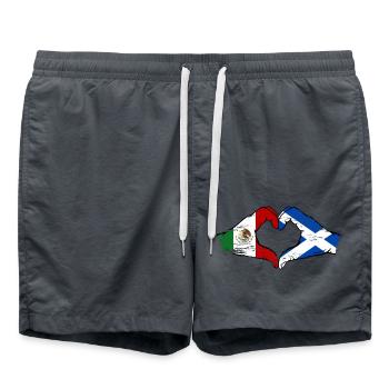 Mexique Ecosse Drapeau Mains Coeur Forme Utilisé - Short de bain - charbon - Devant - AI Model Male 185 light (185cm)