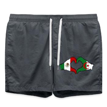 Mexico Algeria Flag Hands Heart Shape - Swim Trunks - anthracite - Front - AI Model Male 185 light (185cm)