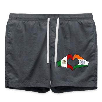 Mexiko Indien Flagge Hände Herzform - Badeshorts - Anthrazit - Vorne - AI Model Male 185 light (185cm)