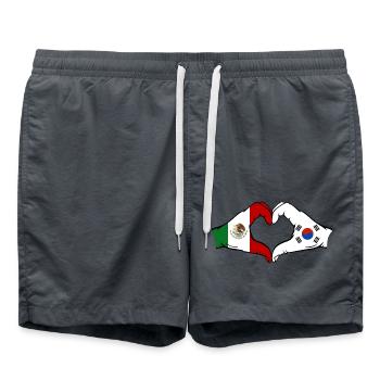 Mexiko Korea Flagge Hände Herzform - Badeshorts - Anthrazit - Vorne - AI Model Male 185 light (185cm)