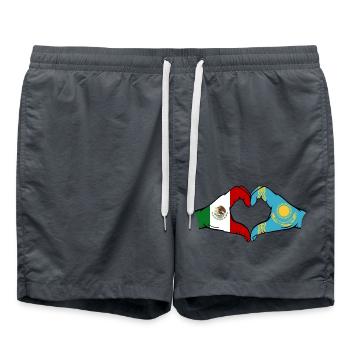 Mexique Kazakhstan Drapeau Mains Coeur Forme - Short de bain - charbon - Devant - AI Model Male 185 light (185cm)