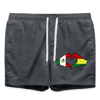 Mexico Bolivia Flag Hands Heart Shape - Swim Trunks - anthracite - Front - AI Model Male 185 light (185cm)