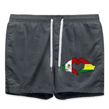 Mexique Bolivie drapeau mains forme de coeur utilisé - Short de bain - charbon - Devant - AI Model Male 185 light (185cm)