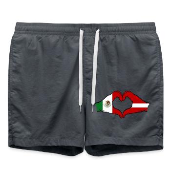 Mexique Lettonie Drapeau Mains Coeur Forme - Short de bain - charbon - Devant - AI Model Male 185 light (185cm)