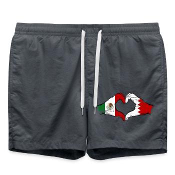 Mexique Bahreïn Drapeau Mains Coeur Forme Utilisé Utilisé - Short de bain - charbon - Devant - AI Model Male 185 light (185cm)