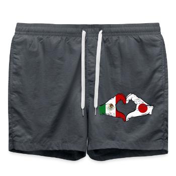 Mexico Japan Flag Hands Heart Shape Used - Swim Trunks - anthracite - Front - AI Model Male 185 light (185cm)