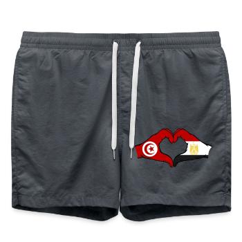 Tunisia Egypt Flag Hands Heart Shape - Swim Trunks - anthracite - Front - AI Model Male 185 light (185cm)