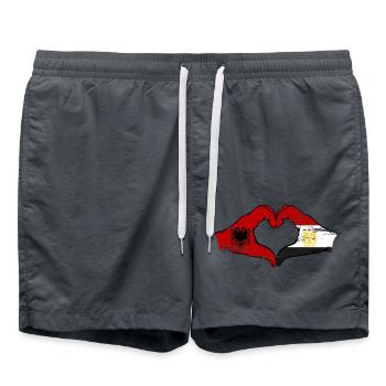 Albanie Égypte Drapeau Mains Coeur Forme Utilisé - Short de bain - charbon - Devant - AI Model Male 185 light (185cm)