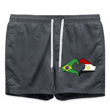 Brésil Égypte Drapeau Mains Coeur Forme - Short de bain - charbon - Devant - AI Model Male 185 light (185cm)