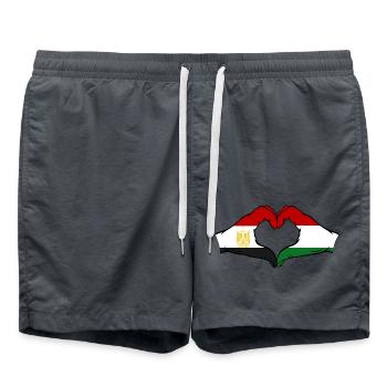 Égypte Hongrie Drapeau Mains Coeur Forme - Short de bain - charbon - Devant - AI Model Male 185 light (185cm)