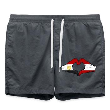 Egypt Austria Flag Hands Heart Shape Used - Swim Trunks - anthracite - Front - AI Model Male 185 light (185cm)