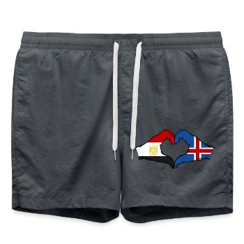 Égypte Islande Drapeau Mains Coeur Forme - Short de bain - charbon - Devant - AI Model Male 185 light (185cm)