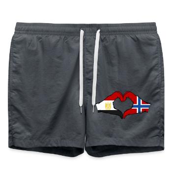Égypte Norvège Drapeau Mains Coeur Forme - Short de bain - charbon - Devant - AI Model Male 185 light (185cm)