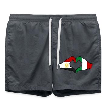 Ägypten Italien Flagge Hände Herzform - Badeshorts - Anthrazit - Vorne - AI Model Male 185 light (185cm)