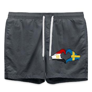 Egypt Sweden Flag Hands Heart Shape Used - Swim Trunks - anthracite - Front - AI Model Male 185 light (185cm)
