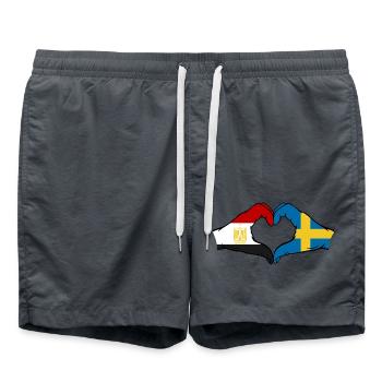 Égypte Suède Drapeau Mains Coeur Forme - Short de bain - charbon - Devant - AI Model Male 185 light (185cm)