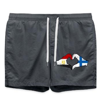 Egypte Finlande Drapeau Mains Coeur Forme Utilisé - Short de bain - charbon - Devant - AI Model Male 185 light (185cm)