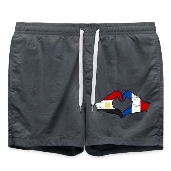 Egypte France Drapeau Mains Coeur Forme Utilisé - Short de bain - charbon - Devant - AI Model Male 185 light (185cm)