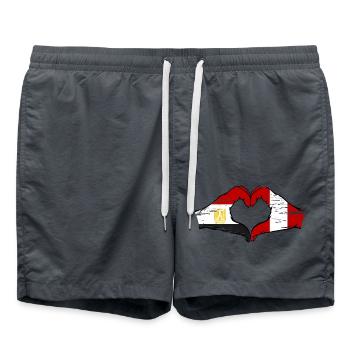 Egypt Peru Flag Hands Heart Shape Used - Swim Trunks - anthracite - Front - AI Model Male 185 light (185cm)