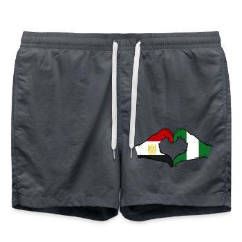 Égypte Nigeria Drapeau Mains Coeur Forme - Short de bain - charbon - Devant - AI Model Male 185 light (185cm)