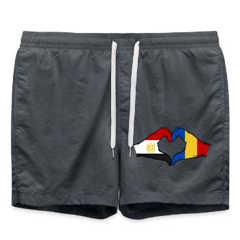 Égypte Roumanie Drapeau Mains Coeur Forme - Short de bain - charbon - Devant - AI Model Male 185 light (185cm)