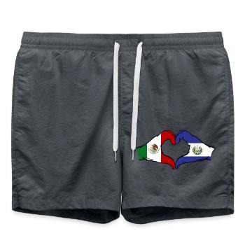 Mexiko El Salvador Flagge Hände Herzform - Badeshorts - Anthrazit - Vorne - AI Model Male 185 light (185cm)