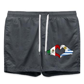 Mexique Uruguay drapeau mains forme de coeur utilisé - Short de bain - charbon - Devant - AI Model Male 185 light (185cm)