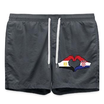 Ägypten Kroatien Flagge Hände Herzform - Badeshorts - Anthrazit - Vorne - AI Model Male 185 light (185cm)