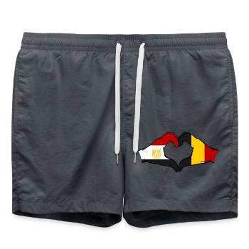 Egypt Belgium Flag Hands Heart Shape - Swim Trunks - anthracite - Front - AI Model Male 185 light (185cm)